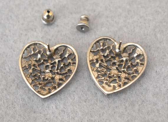 Cut Out Hearts Earrings Pierced Ear Vintage - image 5