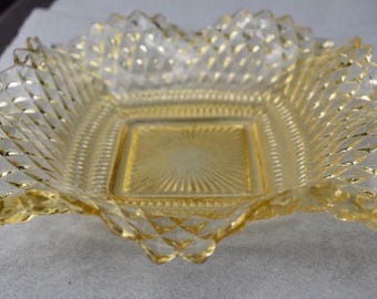 Pressed Glass Candy or Condiment Dish Diamond Point Indiana Glass Vintage