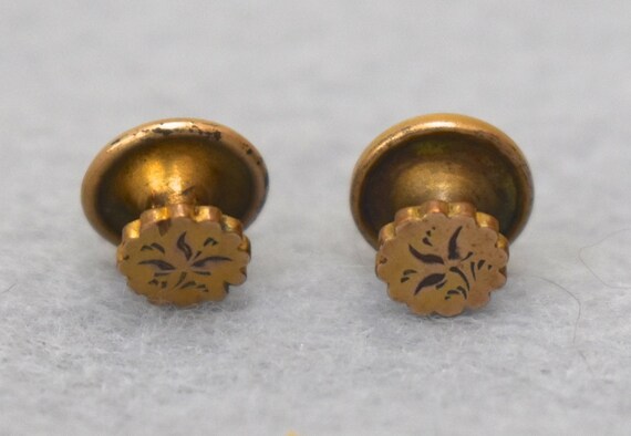 Gold Filled Etched Shirt Studs or Cufflinks Victo… - image 1