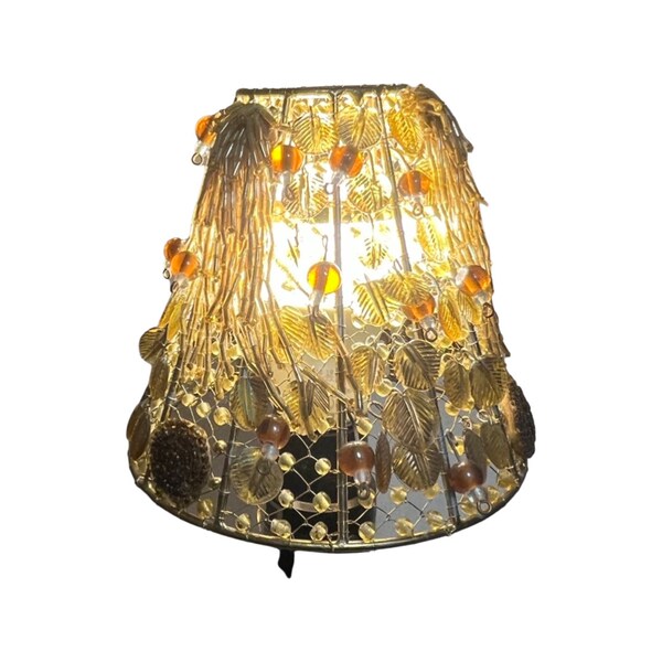 Beaded  with Wire Frame Small Lampshade Boho