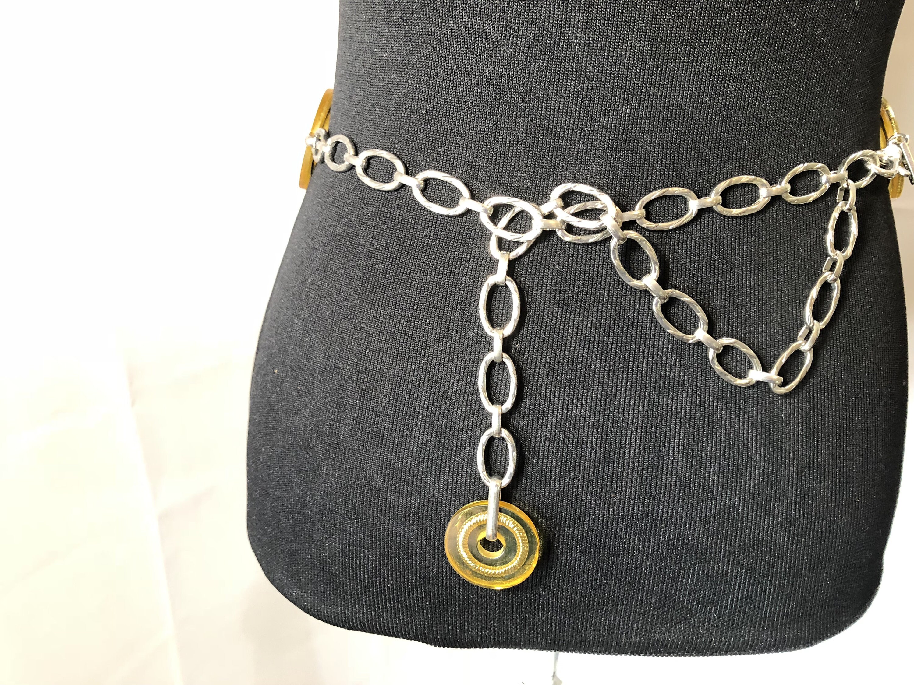 Chico's Gold Lucite & Metal Chain Belt Etsy UK