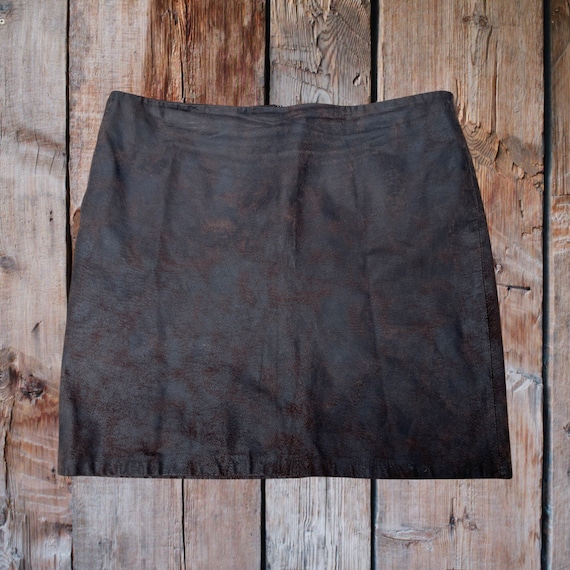 Vtg Donna Karan City by DKNY Distressed Brown Lea… - image 1