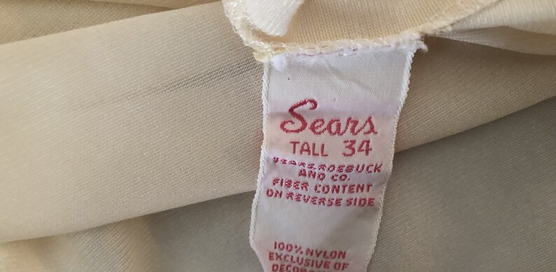 Vtg Lingerie Ivory Lace Front /& Nylon Sears Button Front Bed Jacket sz 34 1960s