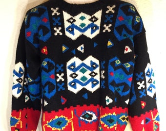 Vintage 1980's Hip Hop Ski Sweater 100% Wool Bloomingdale's Men's Store Petersborough Row