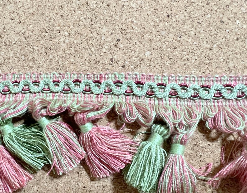 Vintage Tassel Trim Pink & Green Preppie 1980s 2 Yards Etsy