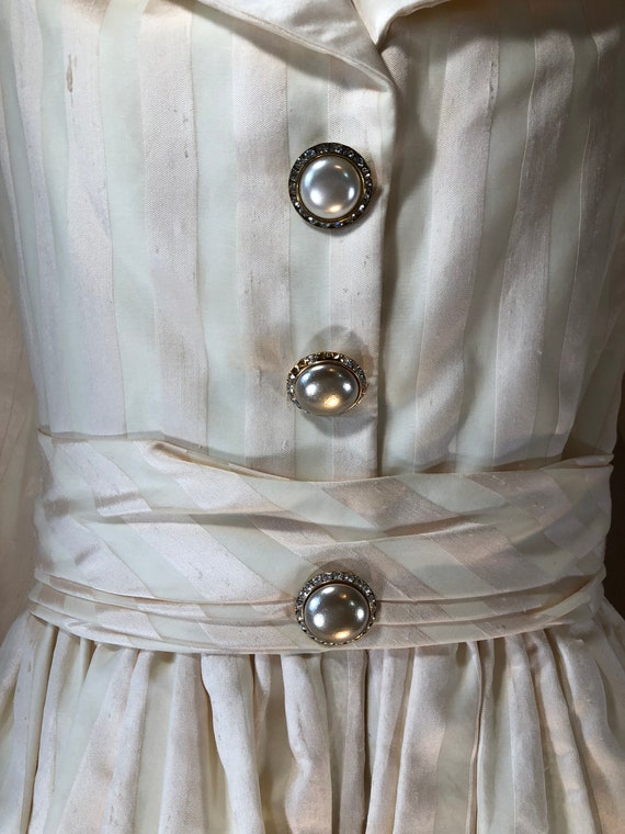 Mid Century New Look Silk Taffeta Day Dress Tonal… - image 3