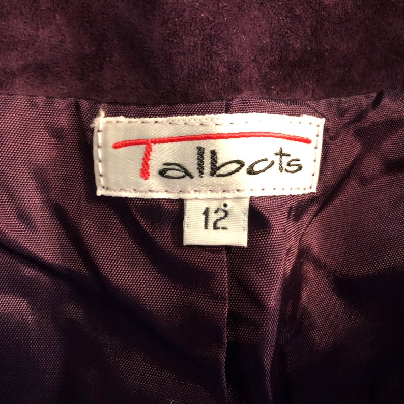 Talbots Vtg 80/'s Purple Suede Open Jacket Blazer NOS