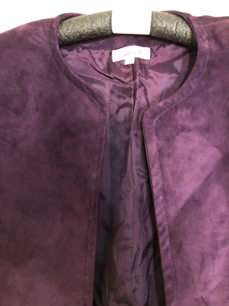 Talbots Vtg 80/'s Purple Suede Open Jacket Blazer NOS