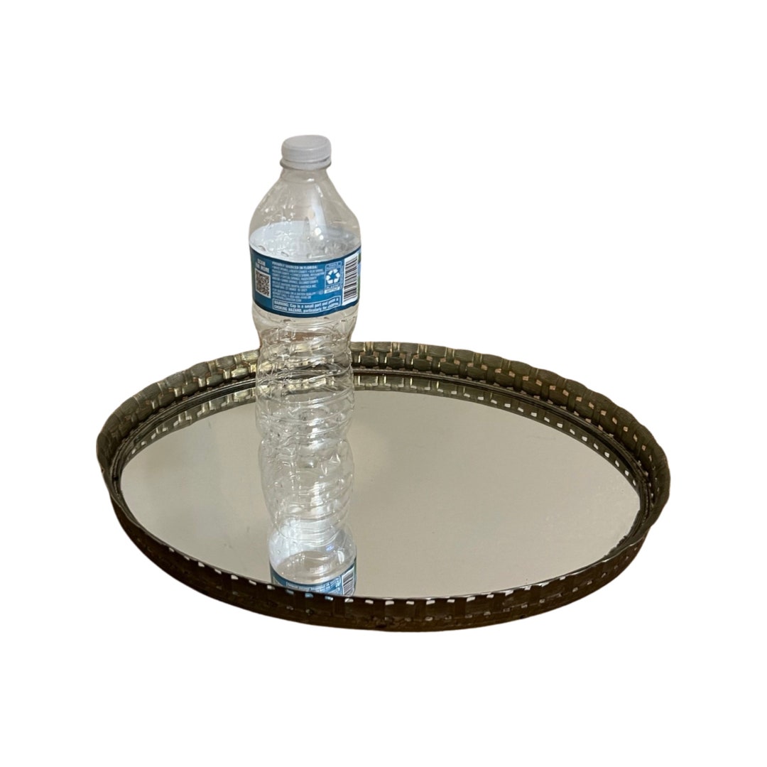 Stylebuilt Oval Mirrored Vanity Tray Gold Tone Metal Etsy