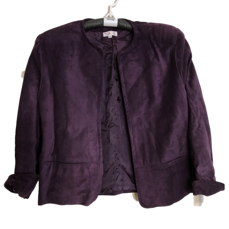 Talbots Vtg 80/'s Purple Suede Open Jacket Blazer NOS