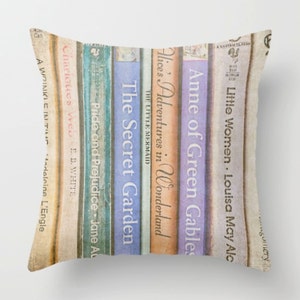 Storybook - read, book pillow, literary gift, throw pillow, alice in wonderland, pride and prejudice, pillow covers, girl's room, nursery