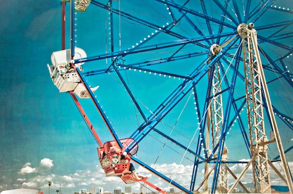 Ferris Wheel - balboa island, newport beach, carnival, circus, summer, California, ocean, blue, red, white, art print, 8 x 10, photograph