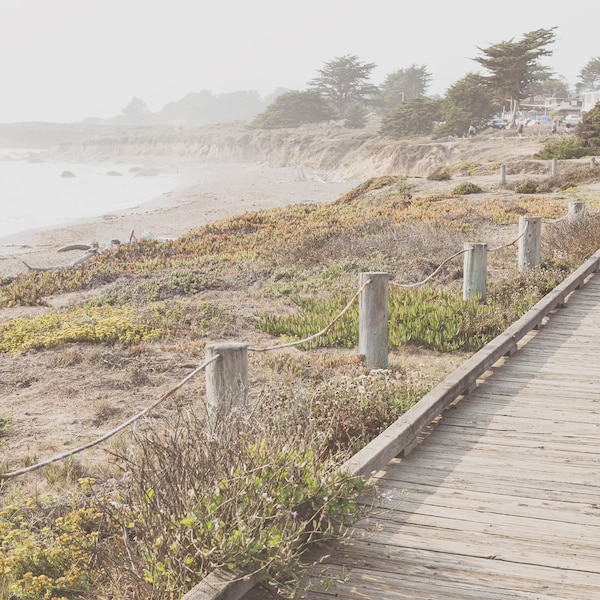 Cambria, California Coast, Moonstone Beach, Ocean, Waves, State Park, Central California, Coastal, Neutral, Blue, Calm, Canvas or Print