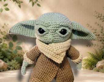 Grogu-Inspired Crochet Plush | Baby Alien Amigurumi | Handmade Crochet Space Creature | Nerdy Gift for Sci-Fi Fans