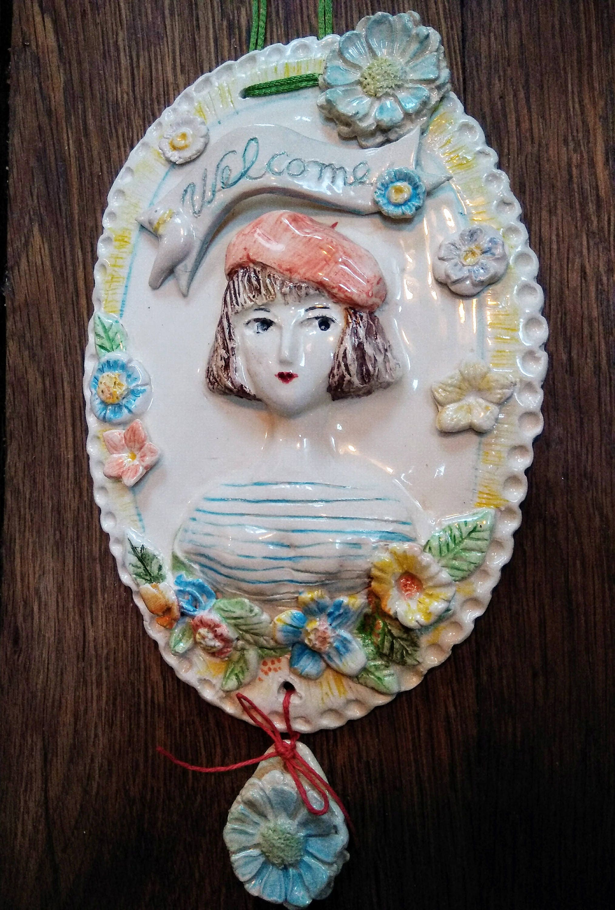 Petit Cadre Céramique Ovale Welcome