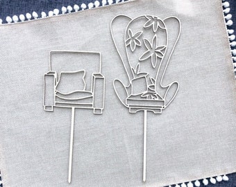 Up Chairs Cake Topper / together forever / Grow old together / Anniversary / Party supplies