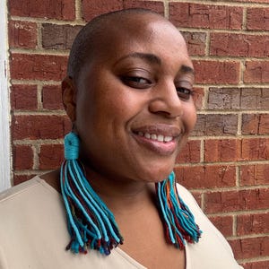 Mixed blue tassel earrings