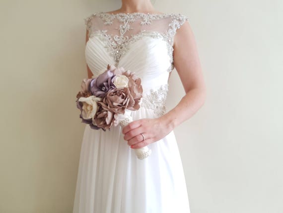 Ramo de novia hecho a mano y Azahar en el ojal. Seda color de | Etsy México