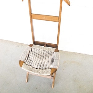 Hans Wegner Style Mid-Centry Valet Chair with Woven Storage Bench Seat image 1