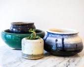 Gorgeous Vintage Round Glazed Ceramic Planters (Sold Separately)