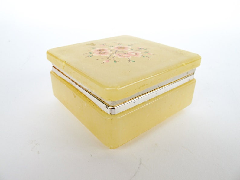 Italian Alabaster Box with Cherry Blossom Design Made in Italy image 3