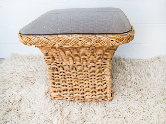 Glass top wicker coffee cheap table