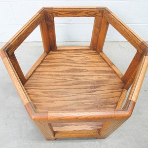 Midcentury Hexagon Table with Frosted Black Glass image 6