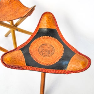 Leather Tri-Fold Folding Camping Stools (Sold Separately)