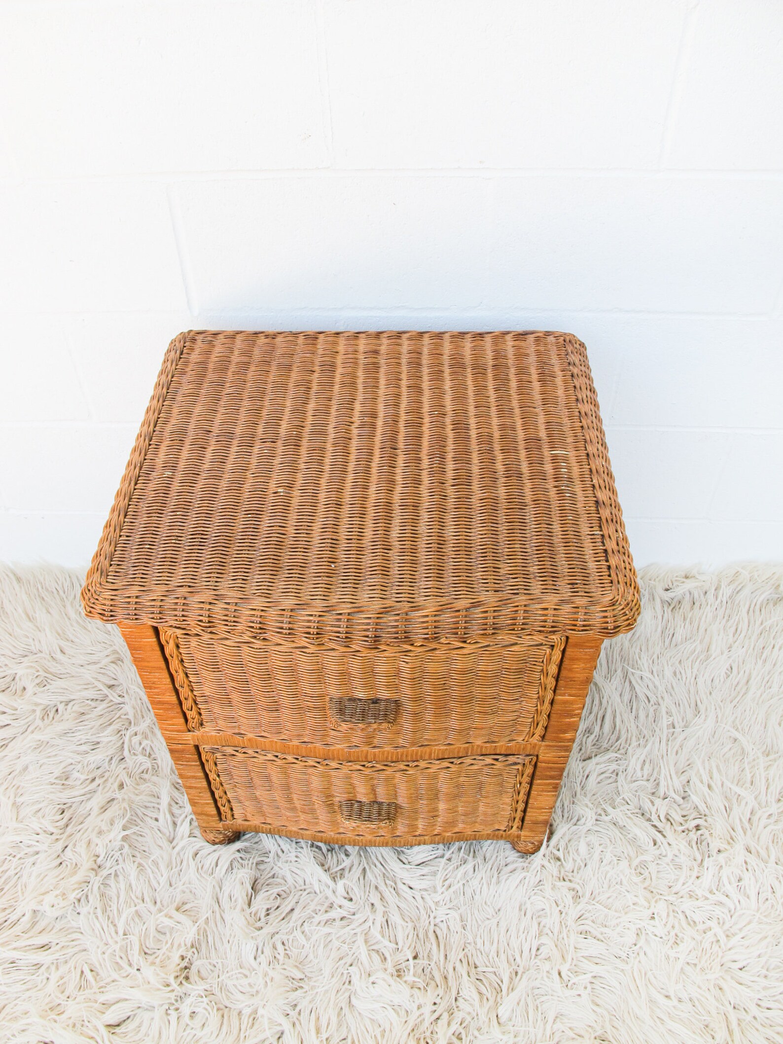 Two Drawer Rattan Bedside table Etsy