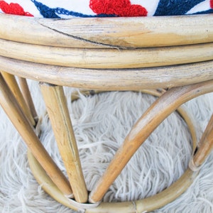 Bentwood Bamboo Stool Ottoman with Suzani Cushion image 3