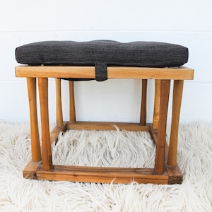 Japanese Quilt Warmer Stool Footrest Ottoman with Charcoal Cushion image 10