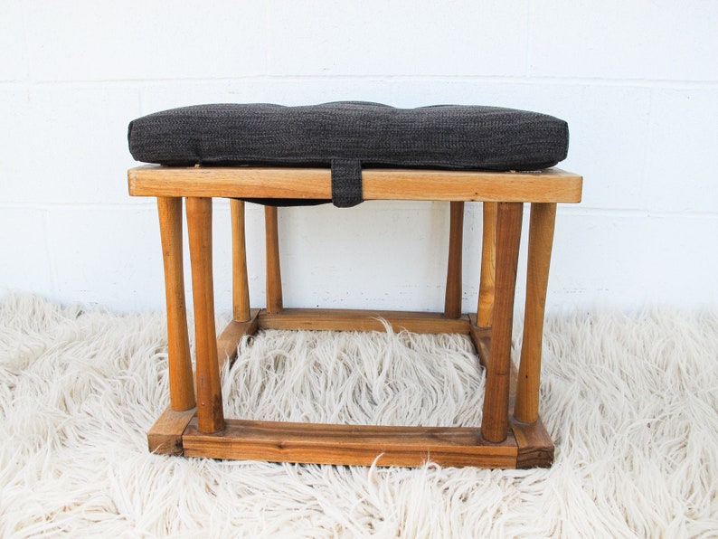 Japanese Quilt Warmer Stool Footrest Ottoman with Charcoal Cushion image 10