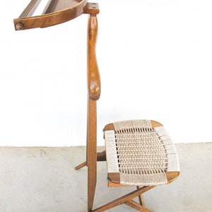 Hans Wegner Style Mid-Centry Valet Chair with Woven Storage Bench Seat image 4