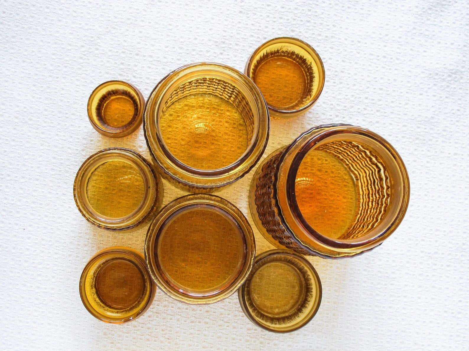 Amber Glass Kitchen Canister Set of Four Etsy