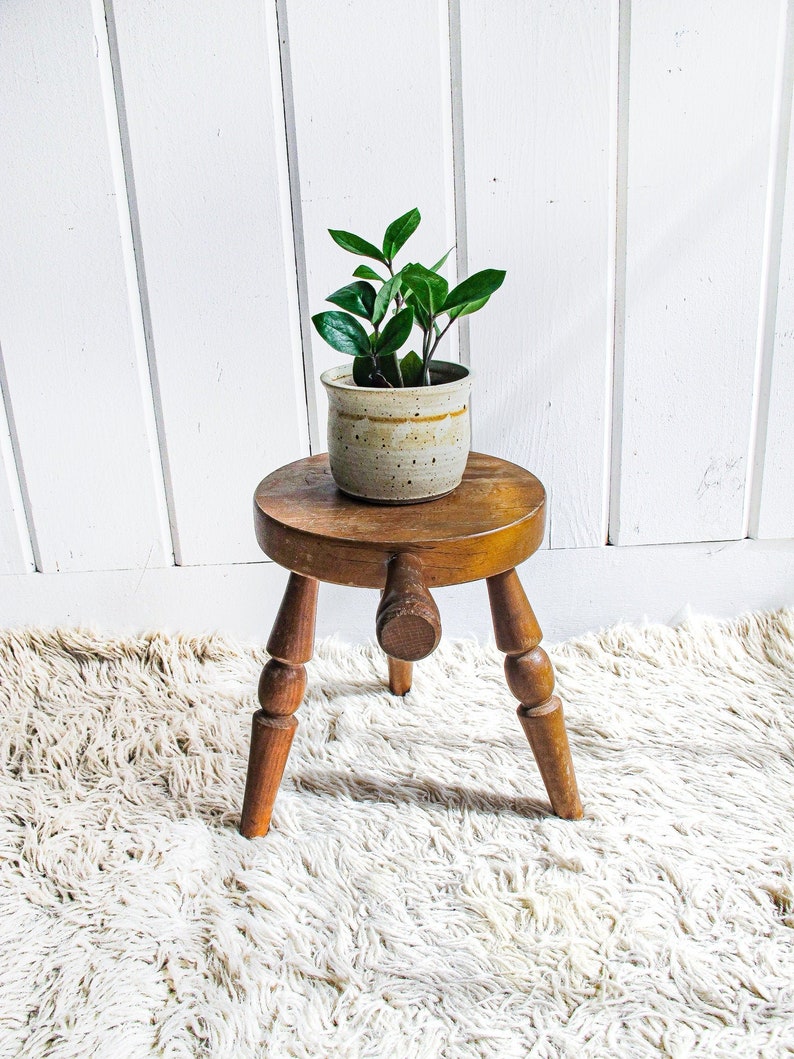 Wood Stool Plant Stand Made in Japan image 3