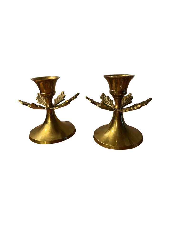 Brass Holly Holiday Leaf Candle Holders Sold Individually image 9