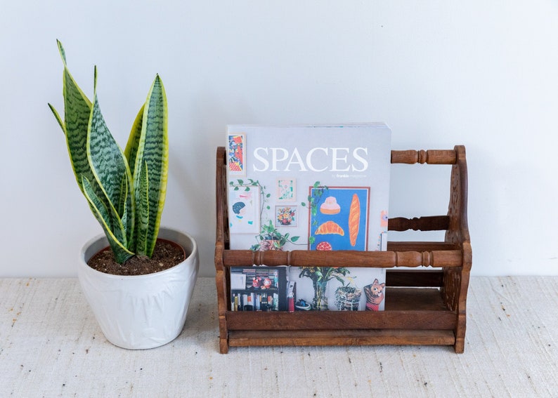 Teak Magazine Storage Rack image 2