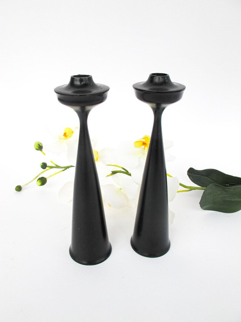 Set of 2 Midcentury Swedish Wood Candlesticks Made in Sweden image 4