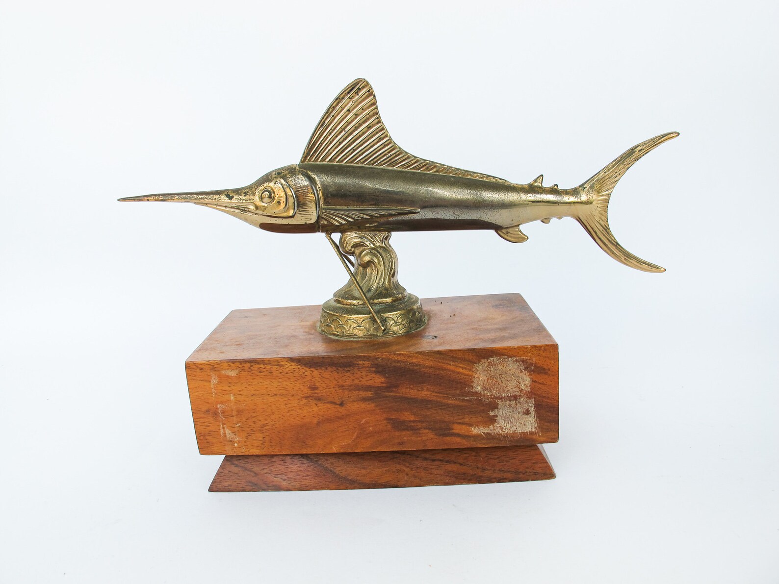 Metal Swordfish Trophy on Wood Base Etsy