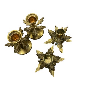 Brass Holly Holiday Leaf Candle Holders Sold Individually image 2