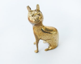 Etched Brass Cat Sculpture Figure