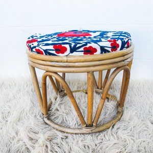 Bentwood Bamboo Stool Ottoman with Suzani Cushion image 6