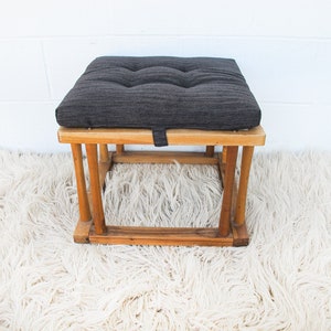 Japanese Quilt Warmer Stool Footrest Ottoman with Charcoal Cushion image 1