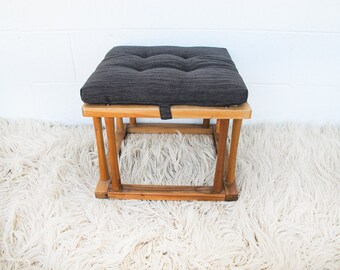 Japanese Quilt Warmer Stool  Footrest Ottoman with Charcoal Cushion