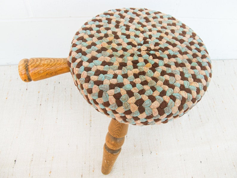 Japanese Milk Stool with Woven Rug Cover image 9