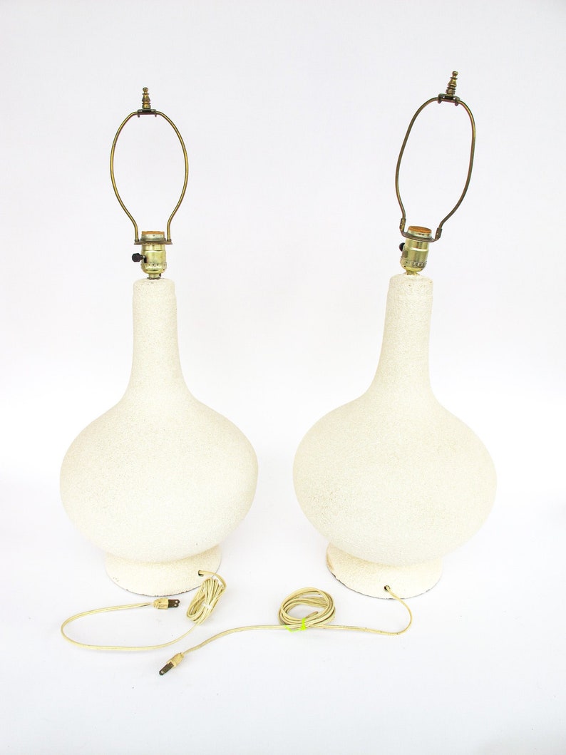 Set of Two Ceramic Midcentury Chilo Neutral Table Lamps image 1