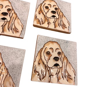 Pumpkin Inc Spaniel Dog Tile Coaster Set of 4 with Holder