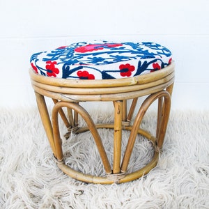 Bentwood Bamboo Stool Ottoman with Suzani Cushion image 5