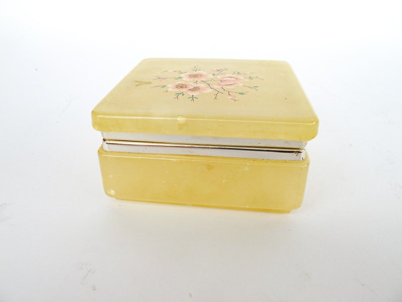 Italian Alabaster Box with Cherry Blossom Design Made in Italy image 2