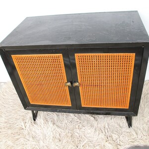 Midcentury Entry Cabinet with Cane Doors image 3